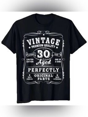 Vintage 30th Birthday Decorations Men Gag Funny 30 Birthday T-Shirt XL